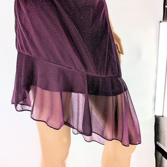 Vintage y2k Wrapper Midi Dress Strapless Glitter Fairycore Purple Siren Medium - Picture 5 of 12